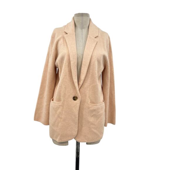 J. Crew Cecile Relaxed Sweater-Blazer Knit Merino Wool Pale Pink Size Small - Picture 2 of 10